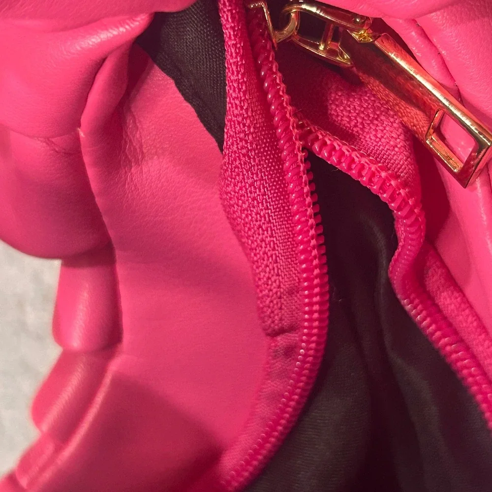 Unbranded Hobo Bag Ruched Crescent Small Neon Pink Barbiecore Coquette Y2K Cute